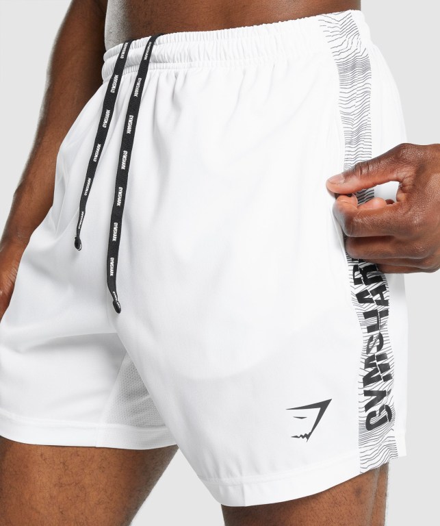 Bermudas Gymshark Graphic Deporte Hombre Blancos | gAdTCeCxfYn