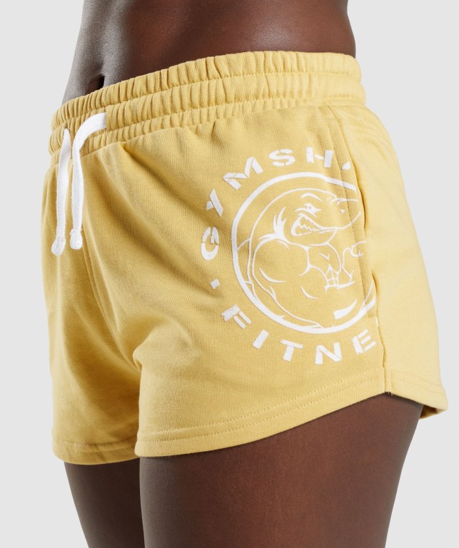 Bermudas Gymshark Legacy Graphic Mujer Amarillos | UiCspp8GJ6V