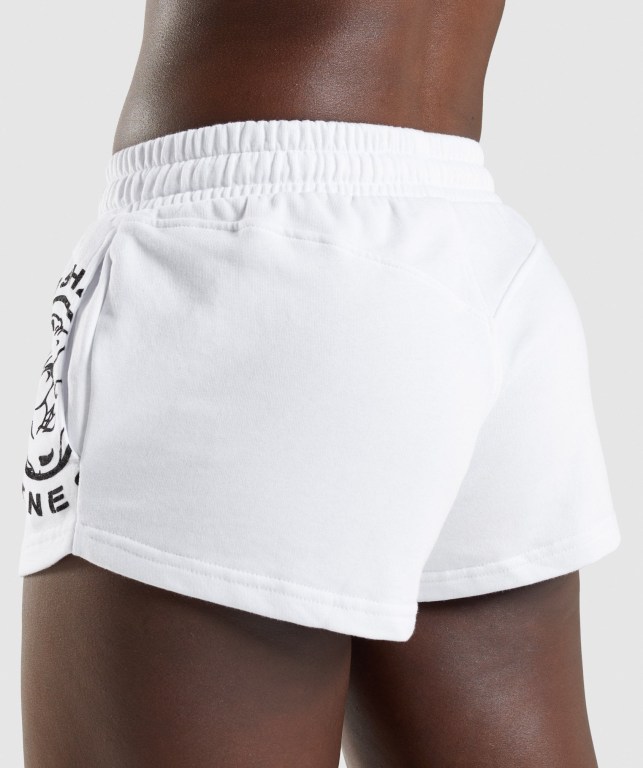 Bermudas Gymshark Legacy Graphic Mujer Blancos | 5lrEBwOdnfR