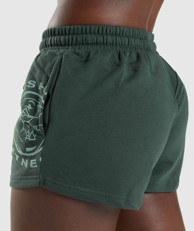 Bermudas Gymshark Legacy Graphic Mujer Verdes Oscuro | KydwLrpQLhS