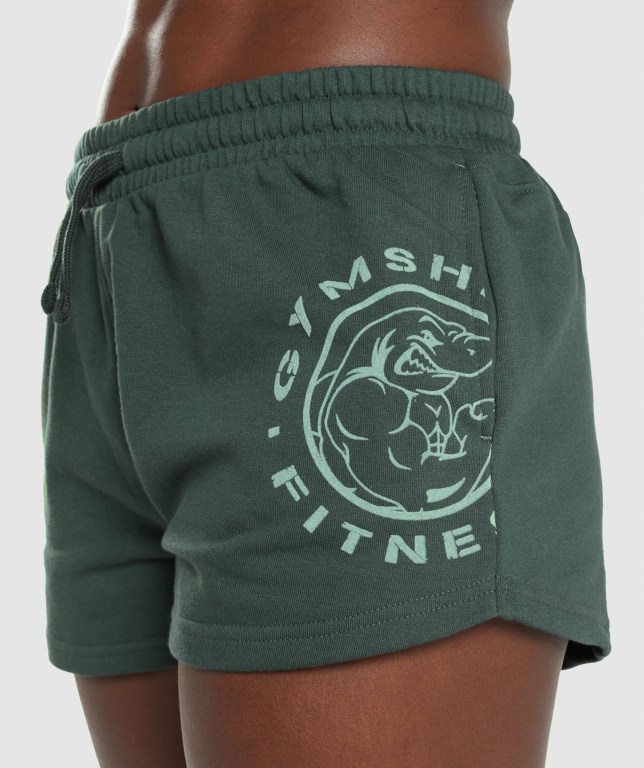 Bermudas Gymshark Legacy Graphic Mujer Verdes Oscuro | KydwLrpQLhS