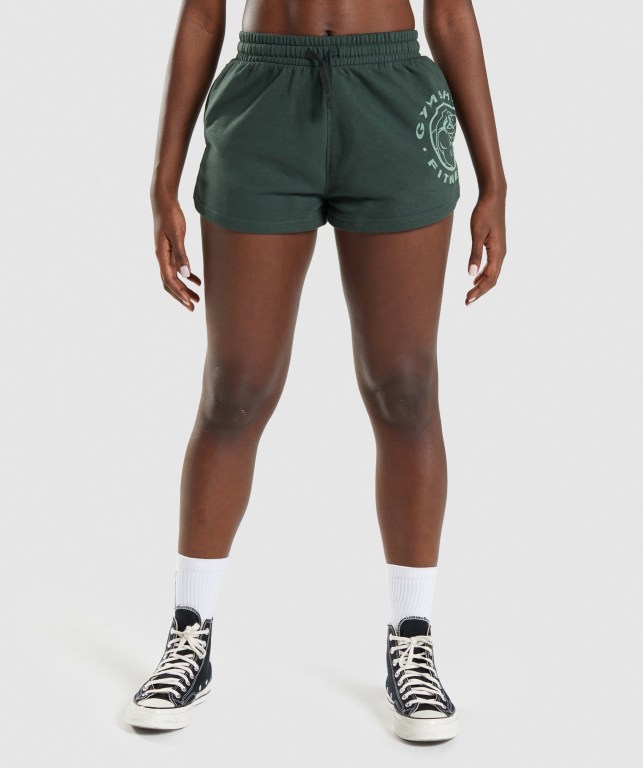 Bermudas Gymshark Legacy Graphic Mujer Verdes Oscuro | KydwLrpQLhS