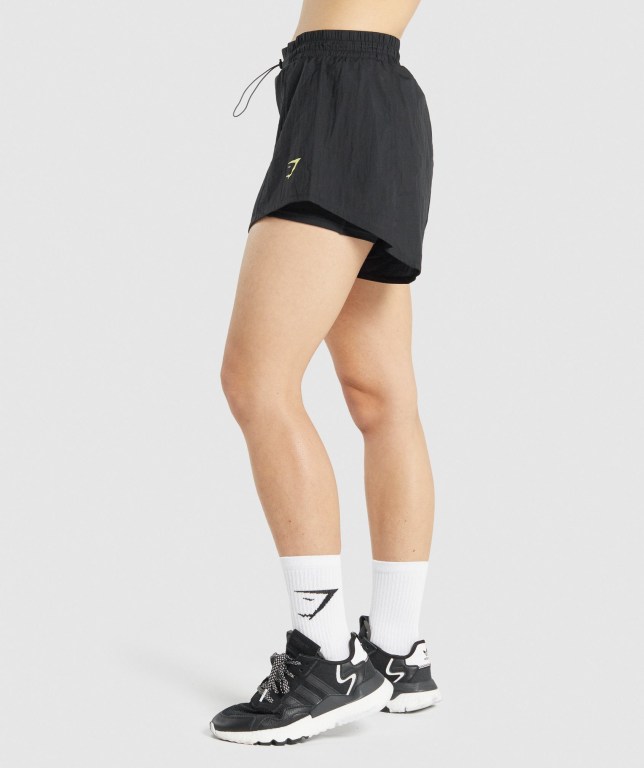 Bermudas Gymshark Pulse 2 in 1 Mujer Negros | ElqvhqxUoau