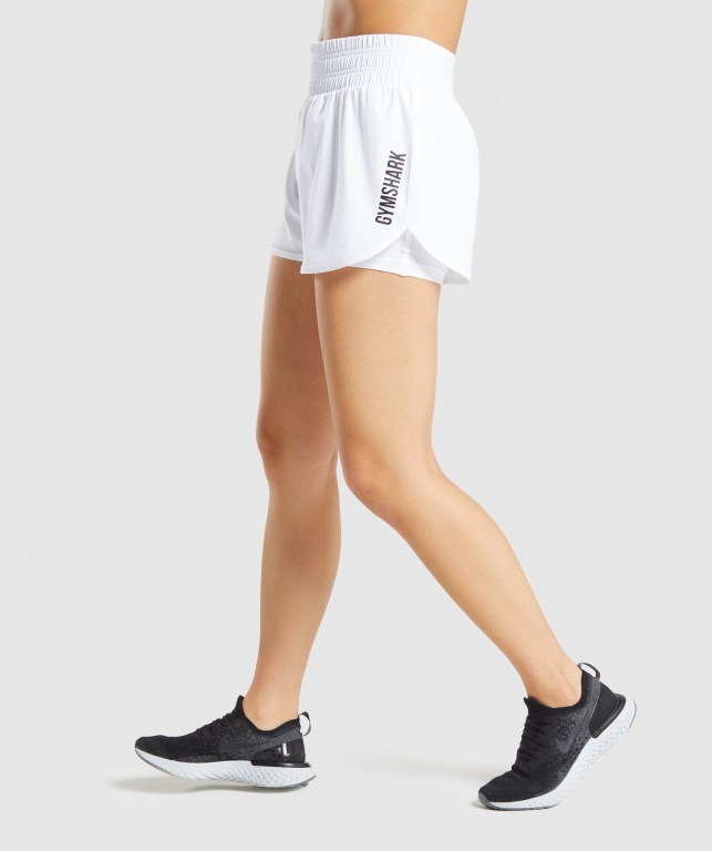 Bermudas Gymshark Pulse Mid Rise Mujer Blancos | iPr3IQL1umh