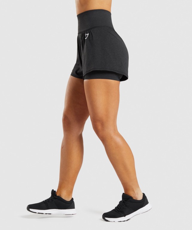 Bermudas Gymshark Vital Seamless 2.0 2-in-1 Mujer Negros | 82Vwbbq458m