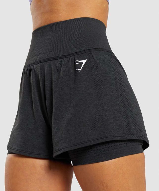 Bermudas Gymshark Vital Seamless 2.0 2-in-1 Mujer Negros | 82Vwbbq458m