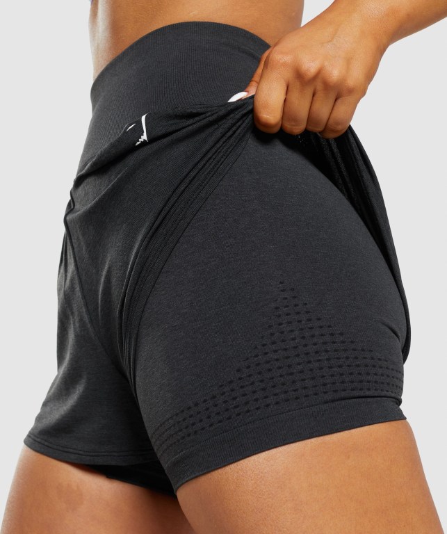 Bermudas Gymshark Vital Seamless 2.0 2-in-1 Mujer Negros | 82Vwbbq458m