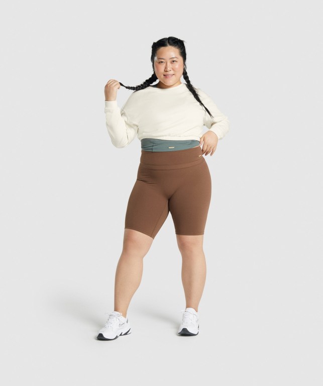 Bermudas Gymshark Whitney Cycling Mujer Marrom | rJxL96YjMCF