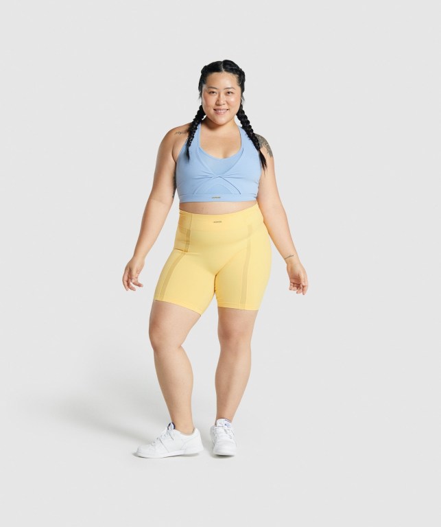 Bermudas Gymshark Whitney Mesh Mujer Amarillos | pTVKmd1BeeQ