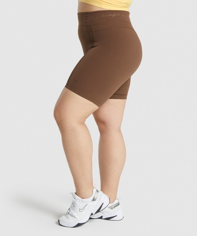 Bermudas Gymshark Whitney Mesh Mujer Marrom | sZd8R7wmXhq