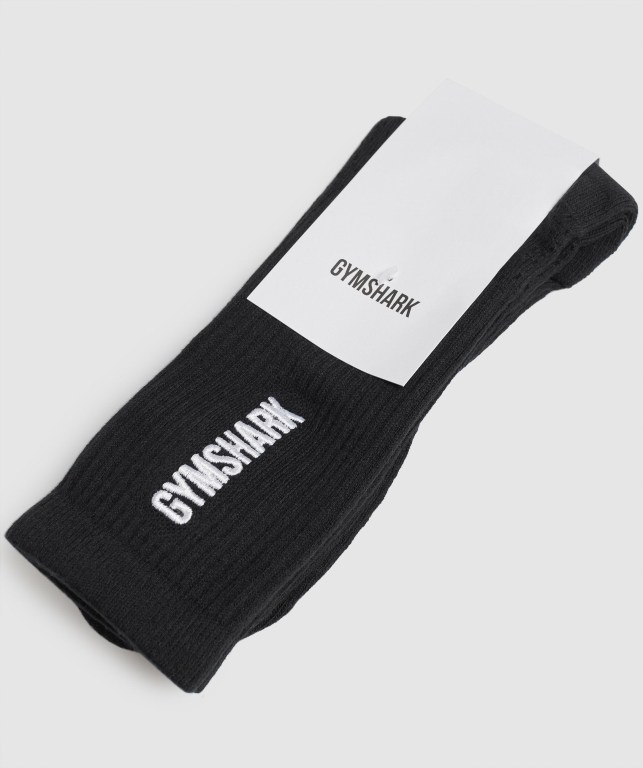 Calcetines Gymshark Embroidered Logo Hombre Negros | DKsrnkCLtIJ