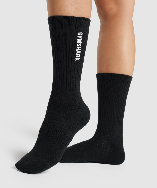 Calcetines Gymshark Embroidered Logo Hombre Negros | DKsrnkCLtIJ