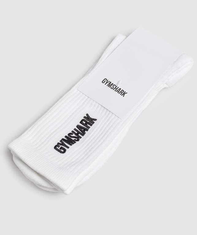 Calcetines Gymshark Embroidered Logo Hombre Blancos | Nx2JZ6HOUB8