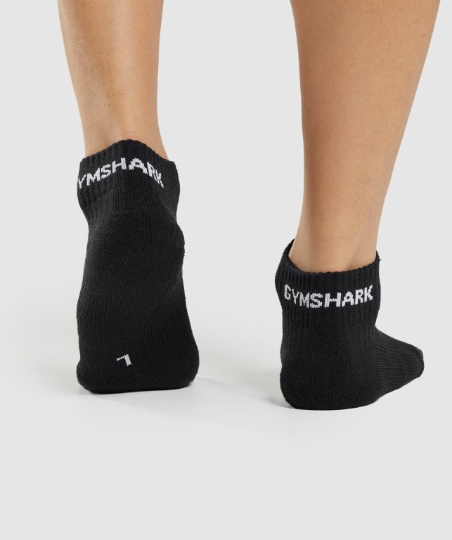 Calcetines Gymshark Jacquard Quarter 3pk Mujer Negros | gNJXUOD9naq