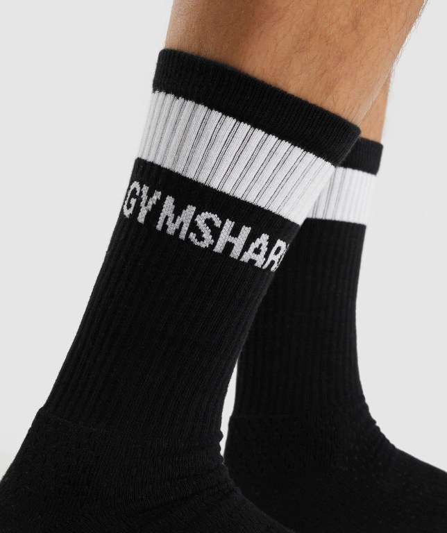 Calcetines Gymshark Premium Logo 1pk Hombre Negros | 4twHl6pqfhH