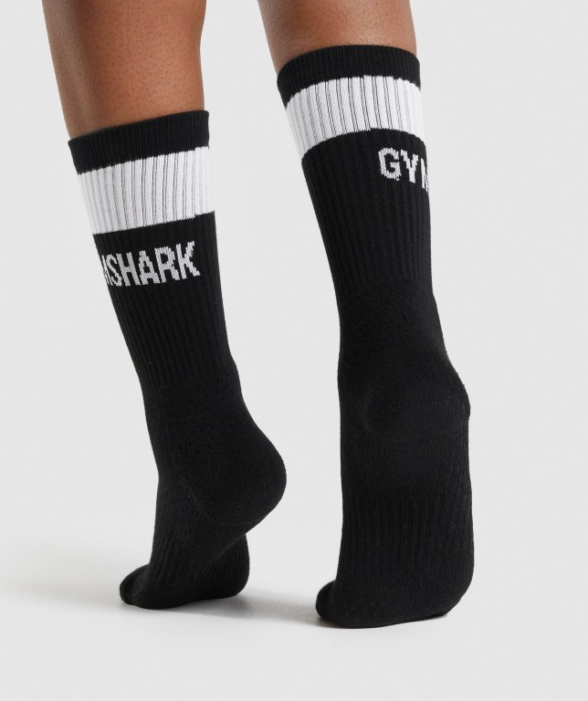 Calcetines Gymshark Premium Logo 1pk Hombre Negros | 4twHl6pqfhH