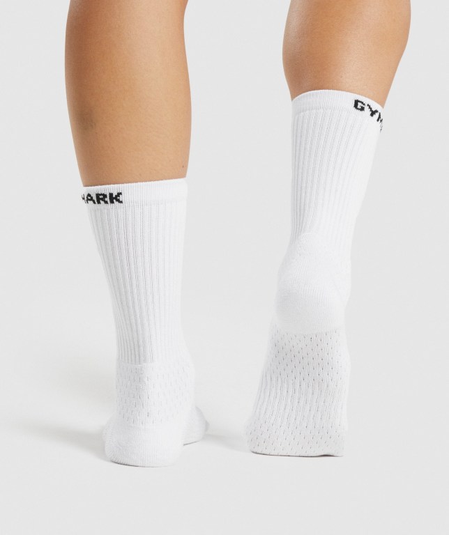 Calcetines Gymshark Premium Logo 1pk Hombre Blancos | NoIRXtTczqX