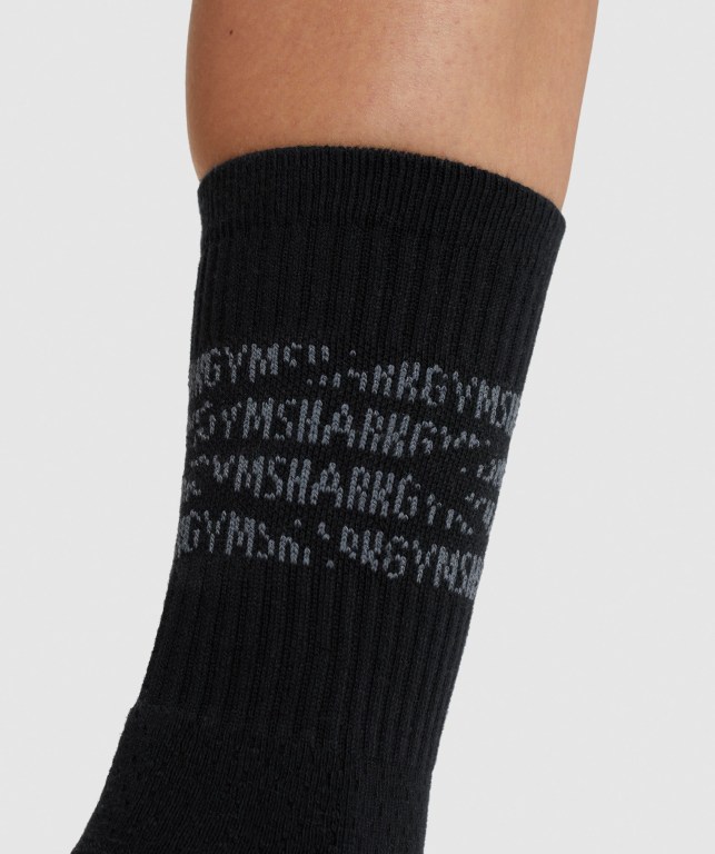 Calcetines Gymshark Premium Logo 1pk Hombre Negros Grises | RRQZpbWWeX2