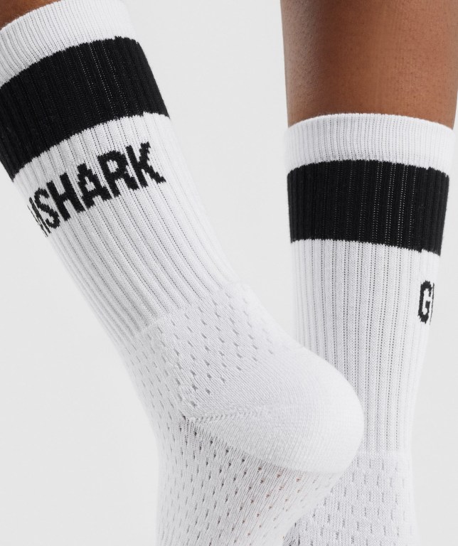 Calcetines Gymshark Premium Logo 1pk Hombre Blancos | rZfijSyhjXI