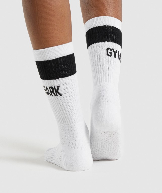 Calcetines Gymshark Premium Logo 1pk Hombre Blancos | rZfijSyhjXI