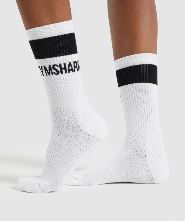 Calcetines Gymshark Premium Logo 1pk Hombre Blancos | rZfijSyhjXI