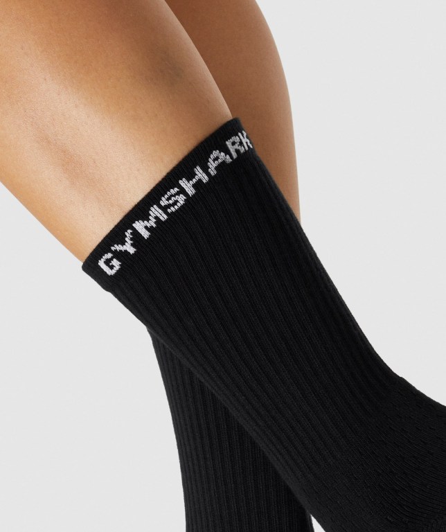 Calcetines Gymshark Premium Logo 1pk Hombre Negros | yEQPPOAtsaj