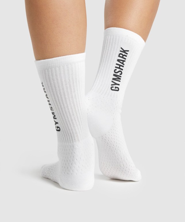 Calcetines Gymshark Premium Logo Hombre Blancos | plMbJjzhp2j