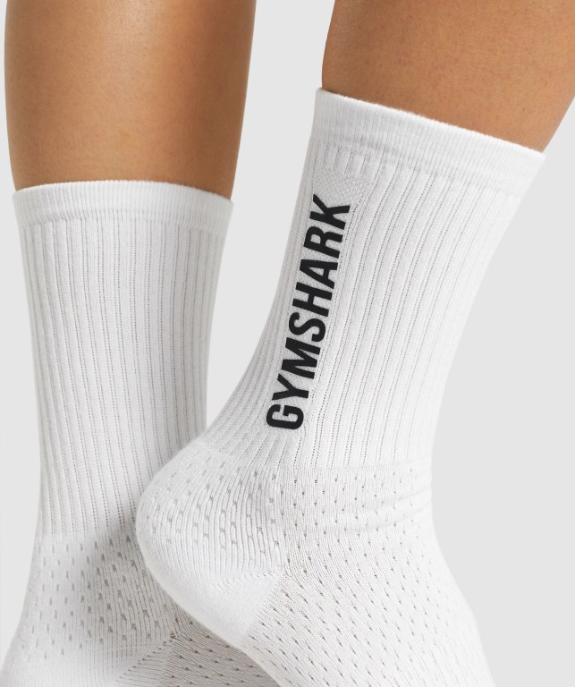 Calcetines Gymshark Premium Logo Hombre Blancos | plMbJjzhp2j