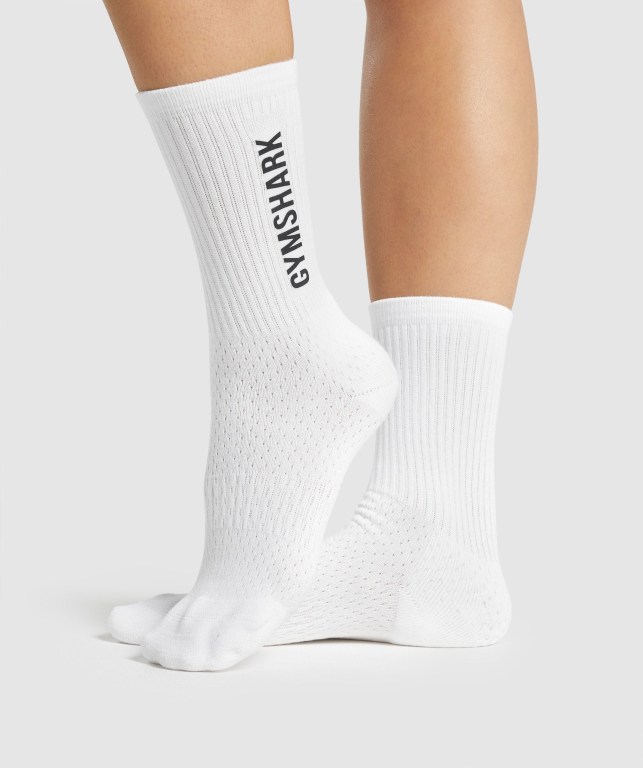 Calcetines Gymshark Premium Logo Hombre Blancos | plMbJjzhp2j