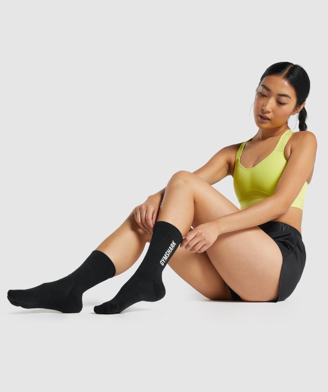 Calcetines Gymshark Premium Logo Mujer Negros | y64qCaYYORm