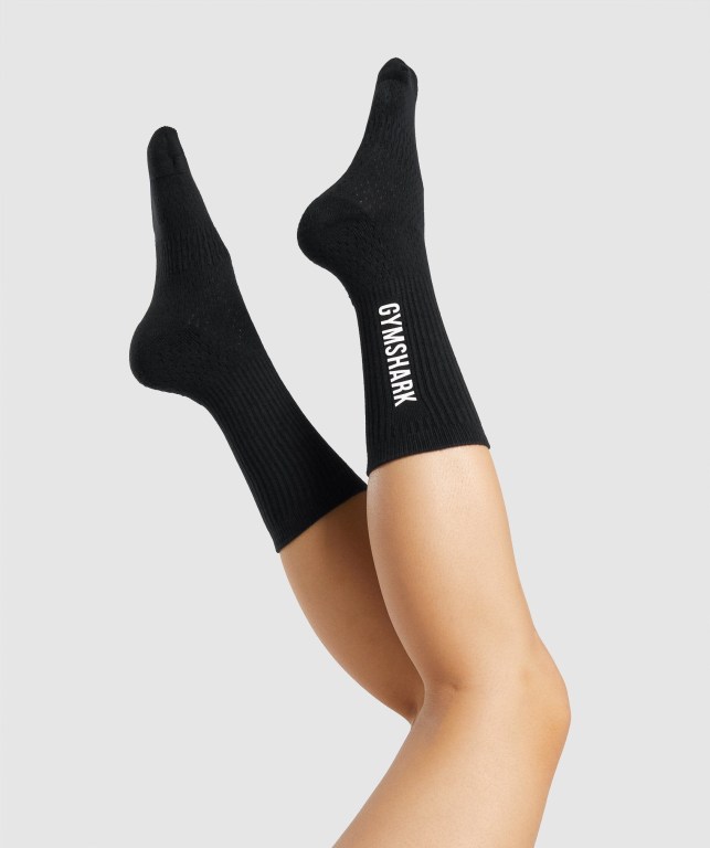 Calcetines Gymshark Premium Logo Mujer Negros | y64qCaYYORm