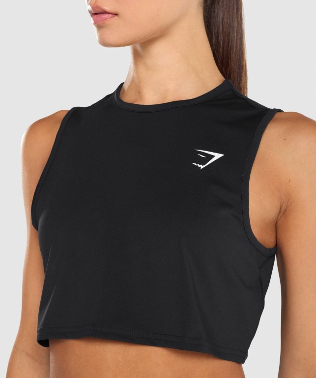 Camiseta De Tirantes Para Correr Gymshark Entrenamiento Crop Mujer Negros | 1Nl3aSlyCRs