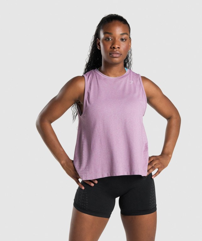 Camiseta De Tirantes Para Correr Gymshark Apex Seamless Open Back Mujer Morados Claro | 35LMlJ66NiK