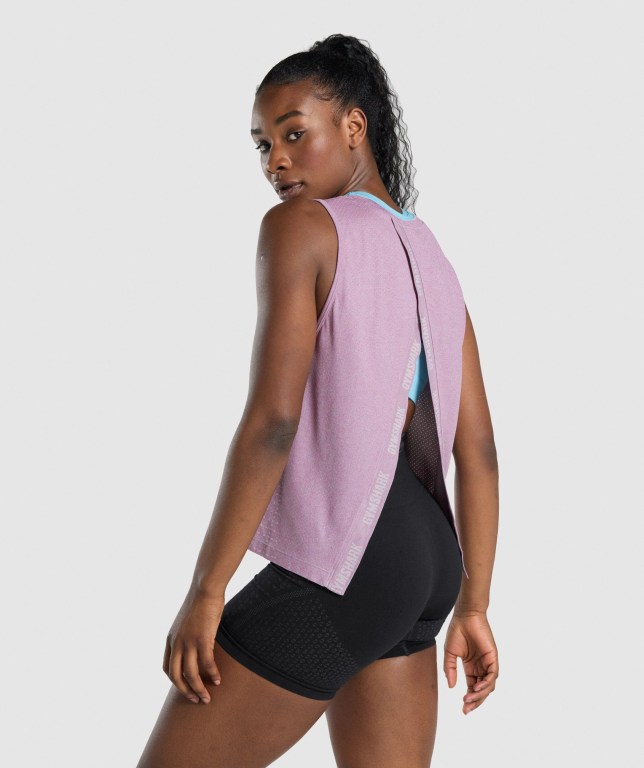 Camiseta De Tirantes Para Correr Gymshark Apex Seamless Open Back Mujer Morados Claro | 35LMlJ66NiK