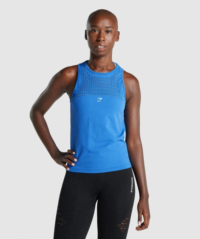 Camiseta De Tirantes Para Correr Gymshark Energy Seamless Loose Mujer Azules | 4rLVw4y54ph