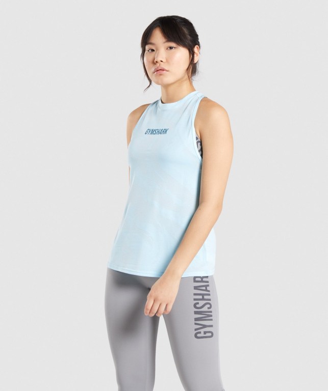 Camiseta De Tirantes Para Correr Gymshark GS Power Mujer Azules Claro | 7KH8pDbUP7H