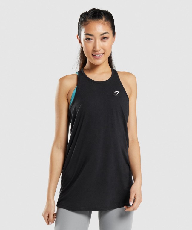 Camiseta De Tirantes Para Correr Gymshark Entrenamiento Oversized Mujer Negros | BudLMCPPKsX