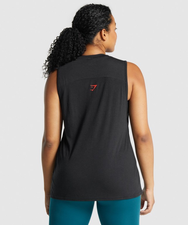 Camiseta De Tirantes Para Correr Gymshark Apollo Graphic Mujer Negros | MNGB2VLfrPL