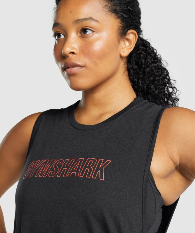 Camiseta De Tirantes Para Correr Gymshark Apollo Graphic Mujer Negros | MNGB2VLfrPL