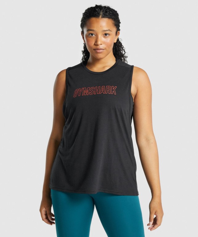 Camiseta De Tirantes Para Correr Gymshark Apollo Graphic Mujer Negros | MNGB2VLfrPL