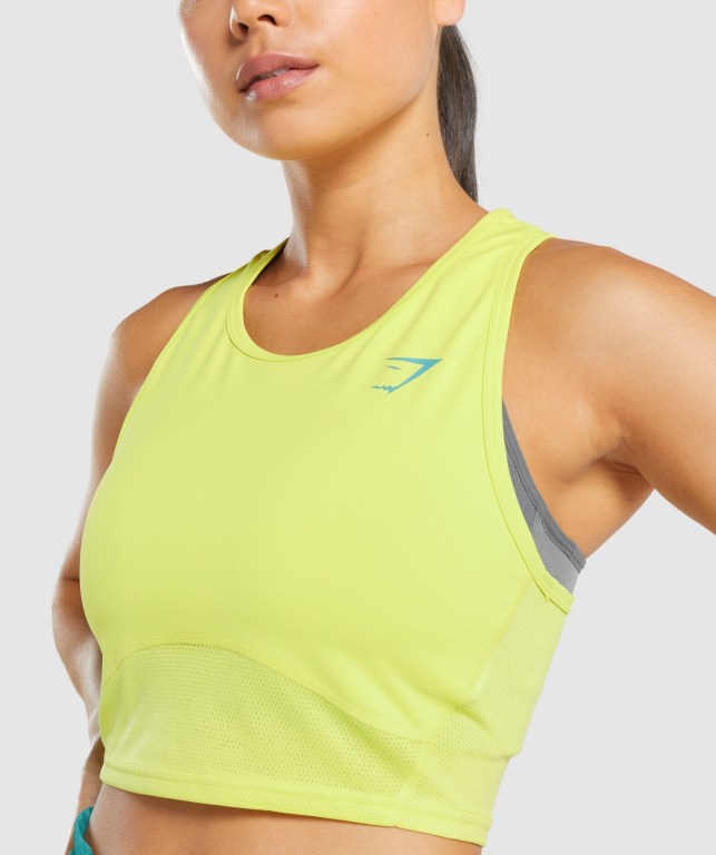 Camiseta De Tirantes Para Correr Gymshark Pulse Crop Mujer Amarillos | Q7vYAXBAQBk