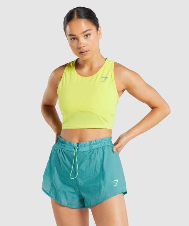 Camiseta De Tirantes Para Correr Gymshark Pulse Crop Mujer Amarillos | Q7vYAXBAQBk