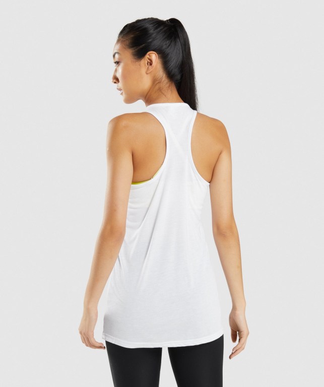 Camiseta De Tirantes Para Correr Gymshark Entrenamiento Oversized Mujer Blancos | UrzsmW5vify