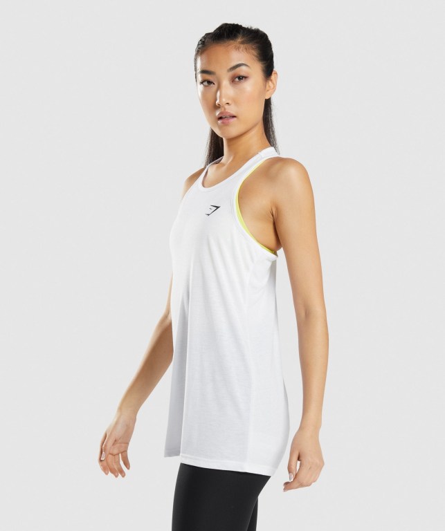 Camiseta De Tirantes Para Correr Gymshark Entrenamiento Oversized Mujer Blancos | UrzsmW5vify