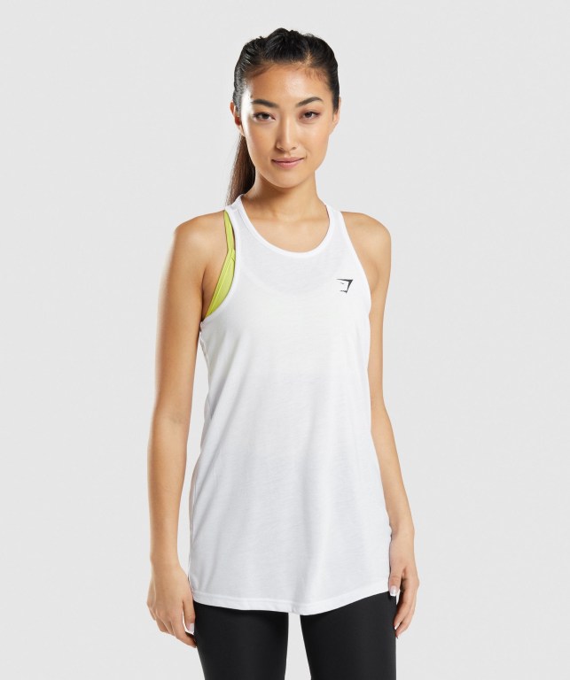 Camiseta De Tirantes Para Correr Gymshark Entrenamiento Oversized Mujer Blancos | UrzsmW5vify