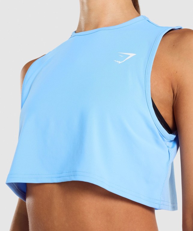 Camiseta De Tirantes Para Correr Gymshark Entrenamiento Crop Mujer Azules Claro | XrJJgy6yQm8