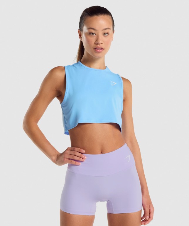 Camiseta De Tirantes Para Correr Gymshark Entrenamiento Crop Mujer Azules Claro | XrJJgy6yQm8