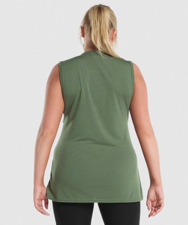 Camiseta De Tirantes Para Correr Gymshark Entrenamiento Drop Arm Mujer Verdes | Z8o41Oan69W