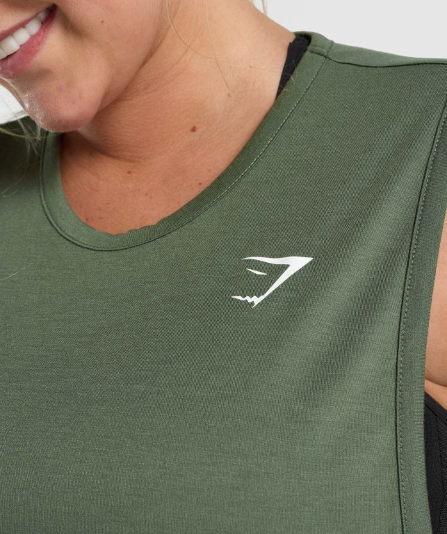 Camiseta De Tirantes Para Correr Gymshark Entrenamiento Drop Arm Mujer Verdes | Z8o41Oan69W