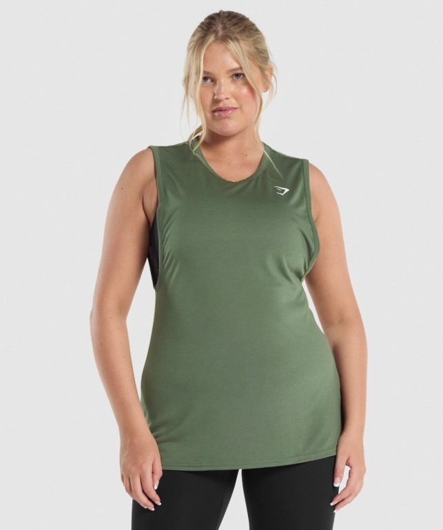 Camiseta De Tirantes Para Correr Gymshark Entrenamiento Drop Arm Mujer Verdes | Z8o41Oan69W